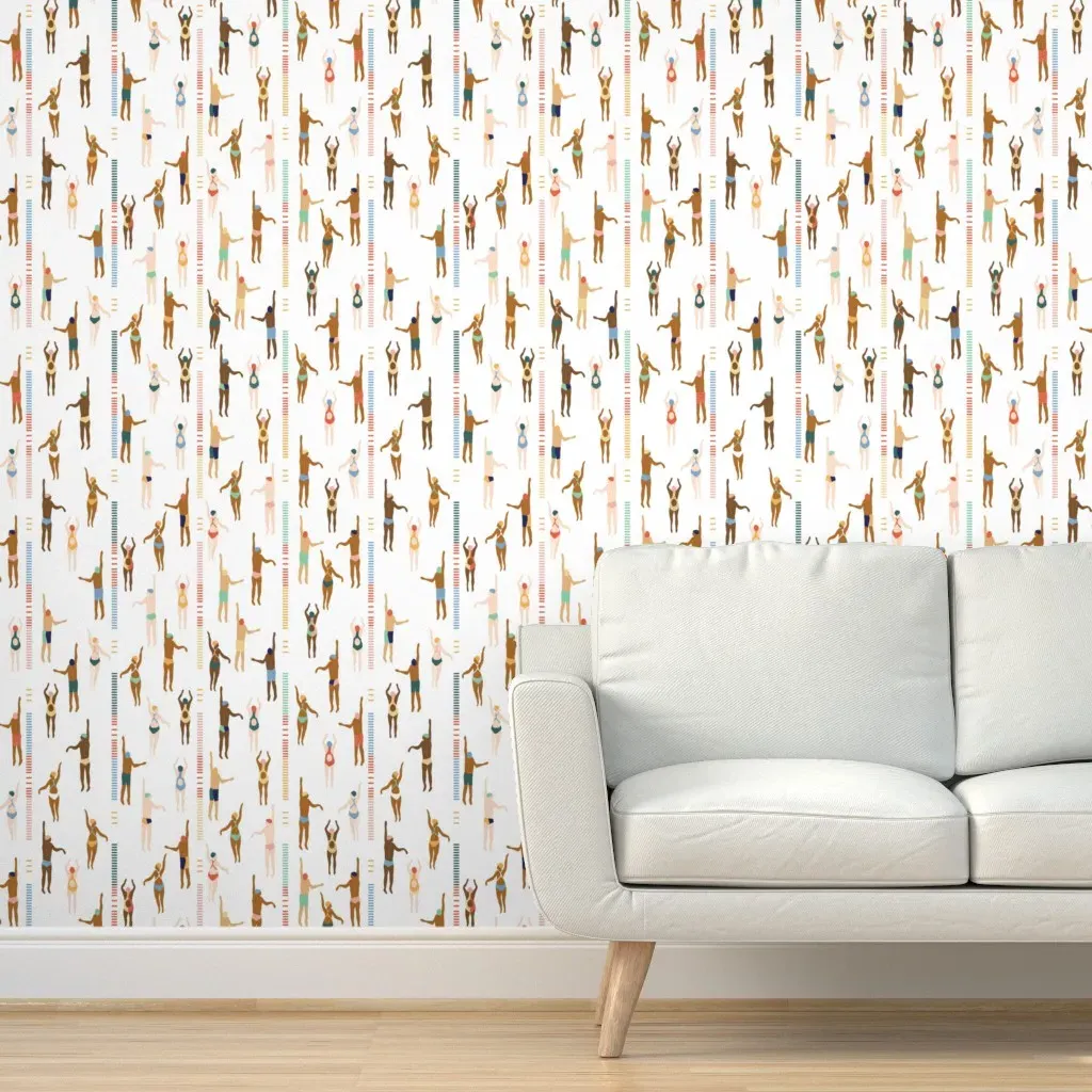 Just Keep Swimming Peel and Stick Wallpaper - White product
