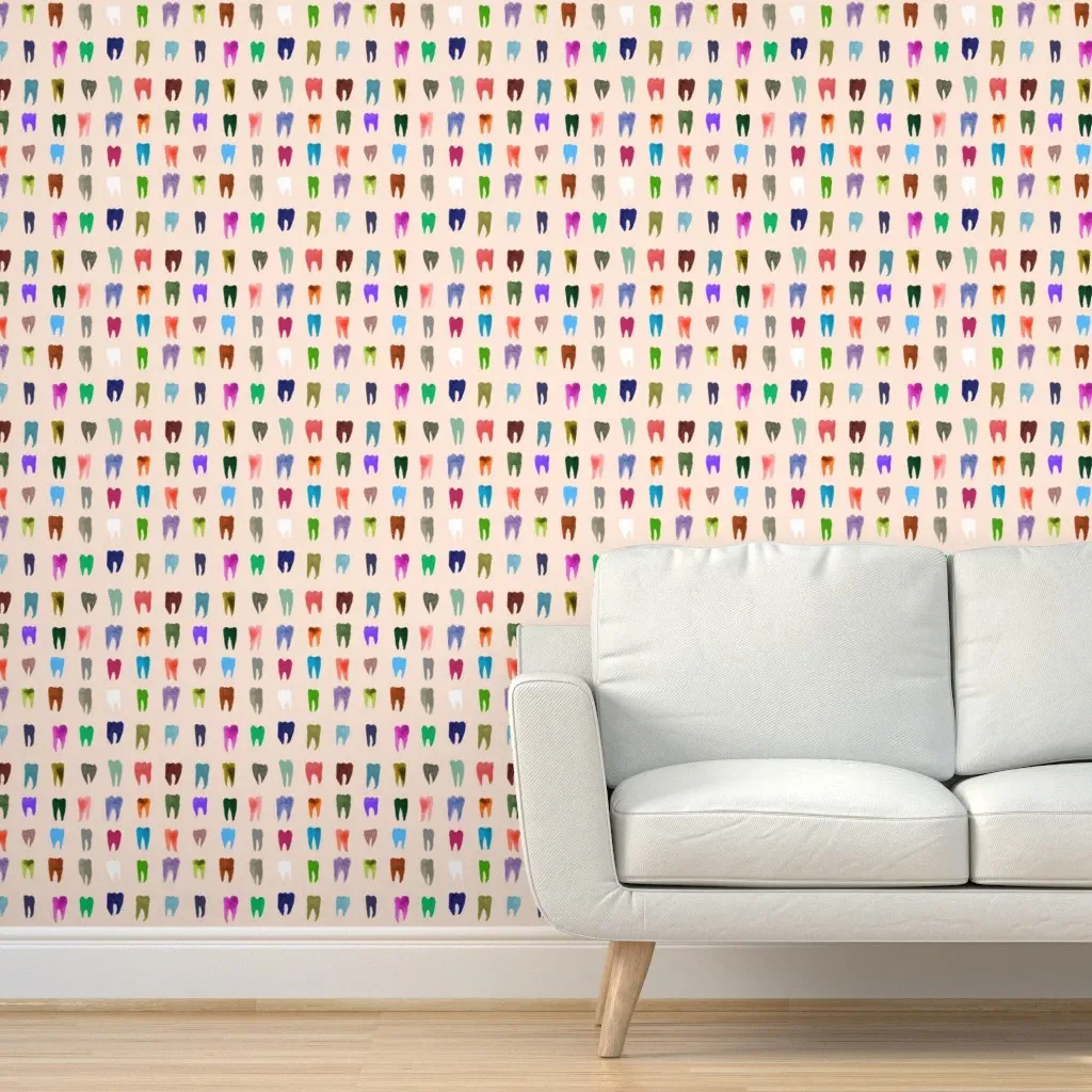 Just The Teeth Peel and Stick Wallpaper - Peach product