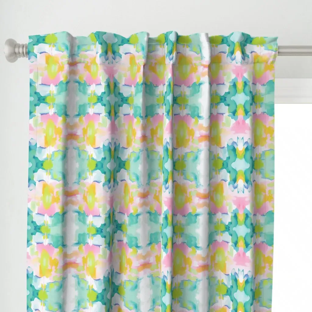 Kaia Kaleidoscope Curtain Panel - Turquoise alternate view