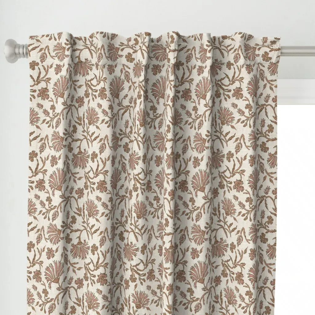 Kalami Floral Curtain Panel - Dusty Rose alternate view