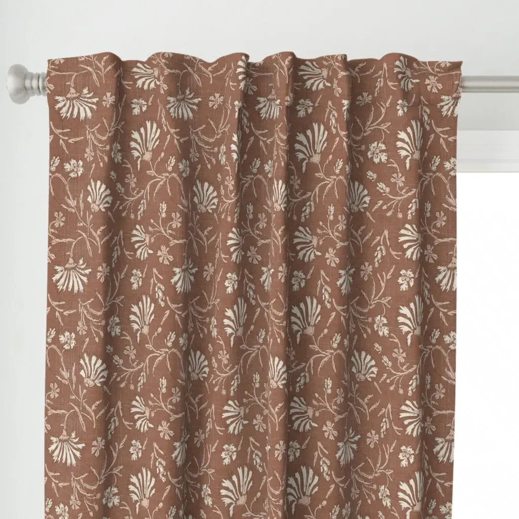 Kalami Mocha Mousse Curtain Panel - Terracotta alternate view