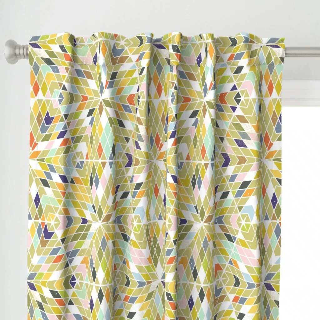 Kaleidoscope M+M Olive Curtain Panel - Beige alternate view