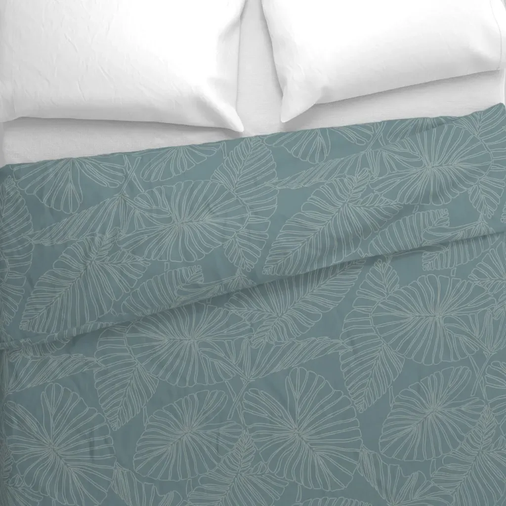 Kalo Leaves Match Colors Duvet Cover - Sage Green alternate view
