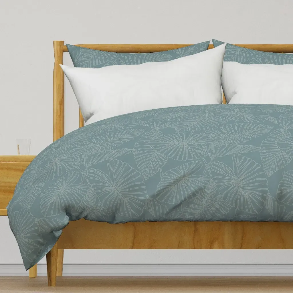 Kalo Leaves Match Colors Duvet Cover - Sage Green product