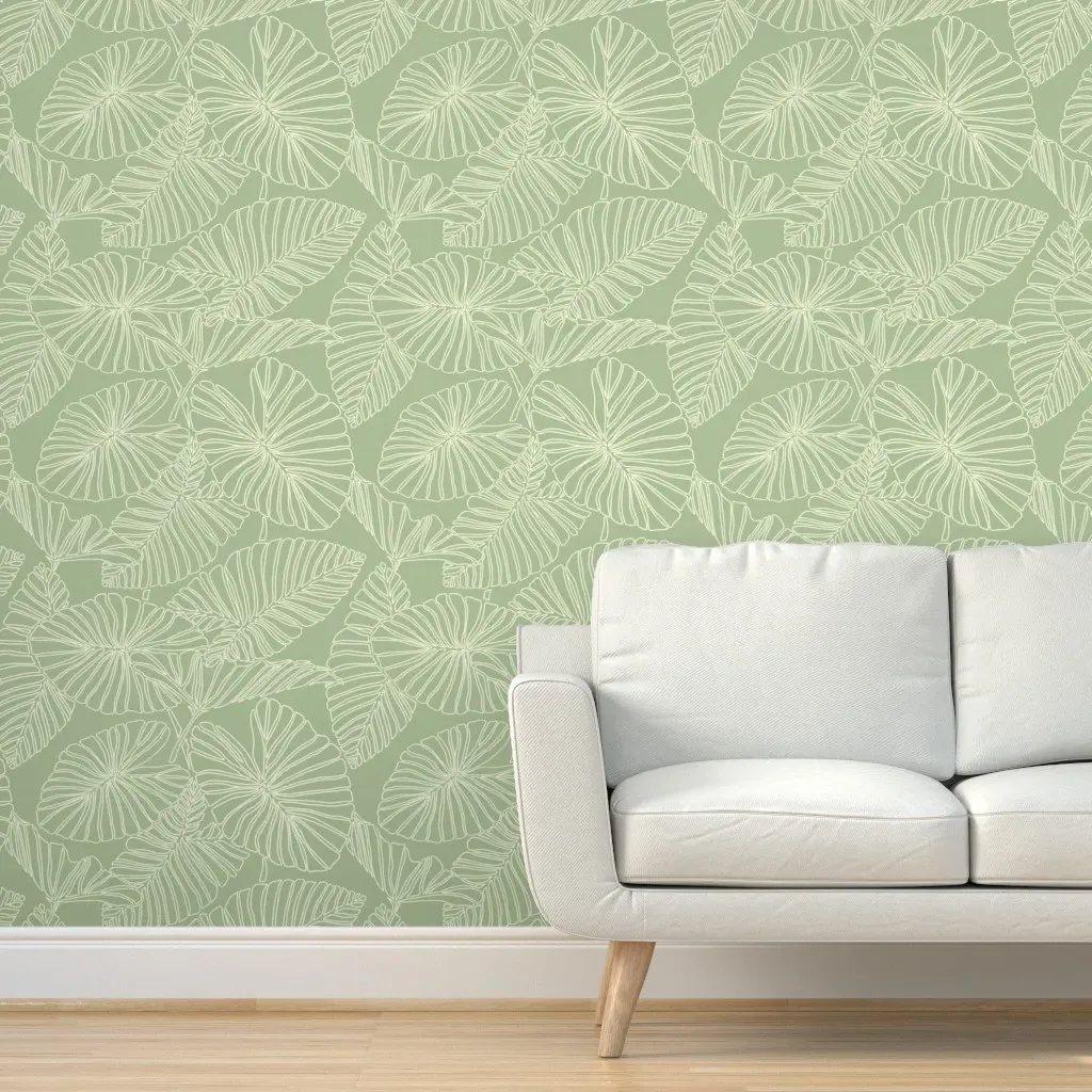 Kalo Leaves Peel and Stick Wallpaper - Beige, Sage product