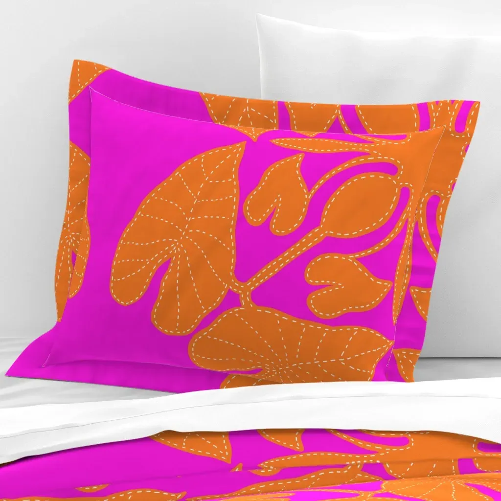 Kalo Quilt Standard Flanged Cushion Cover - Orange, Cotton Sateen product