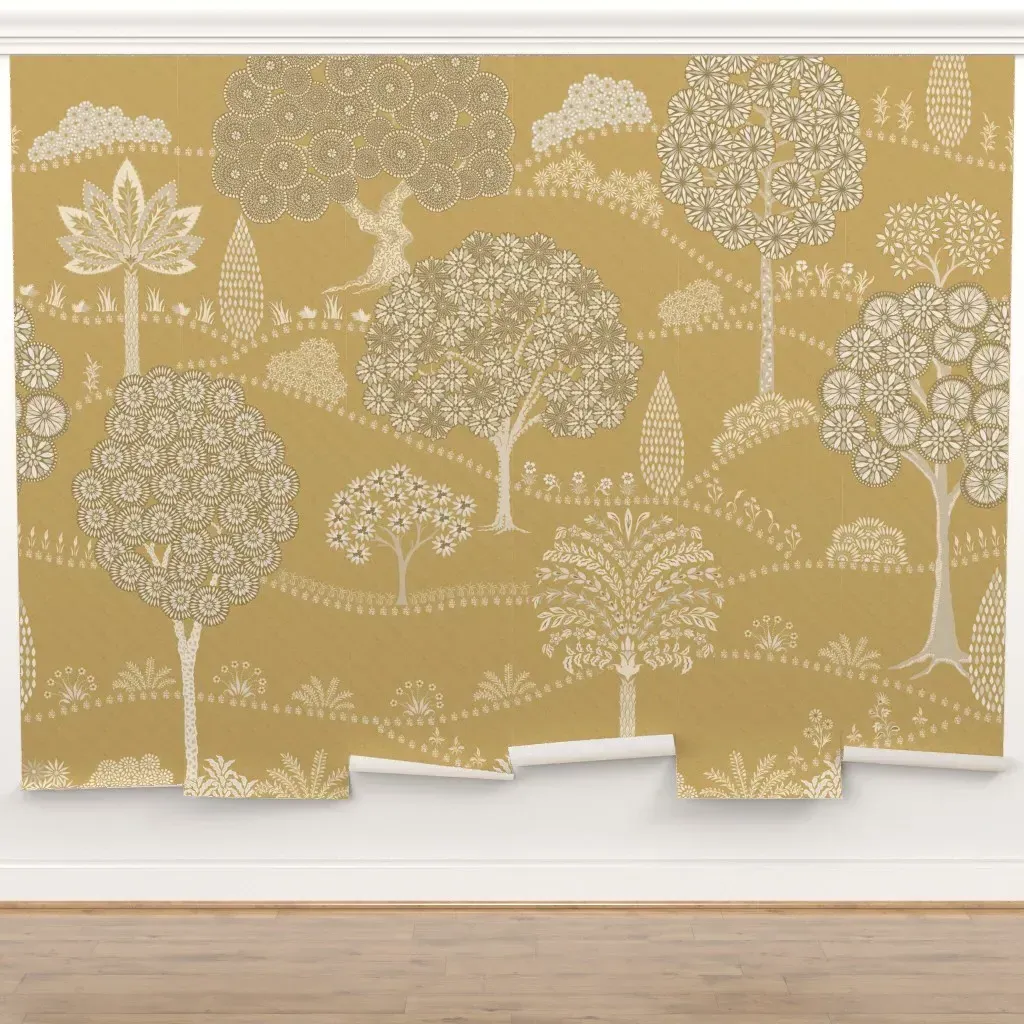 Kalpa Vatika Forest Landscape Peel and Stick Wall Mural - Yellow product