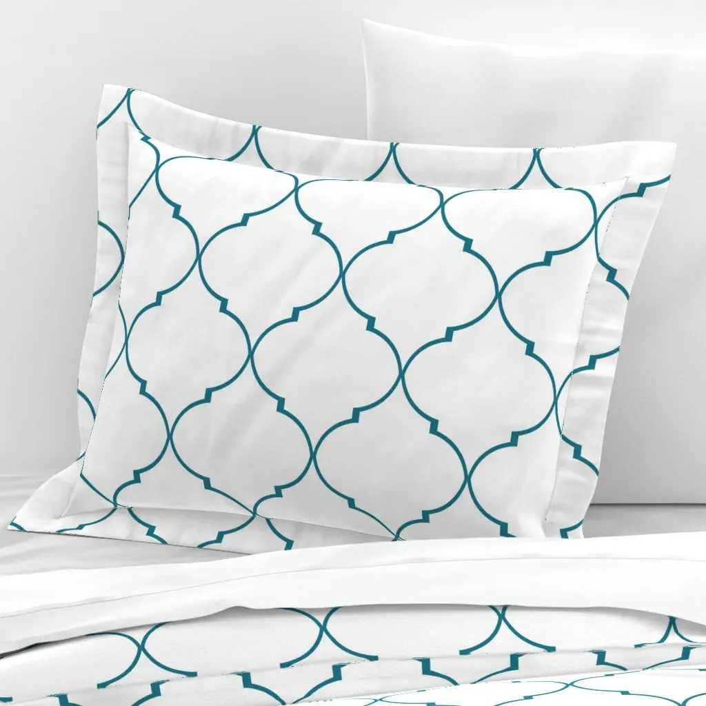 Kate Trellis Standard Flanged Pillowcase - Teal, Cotton Sateen product
