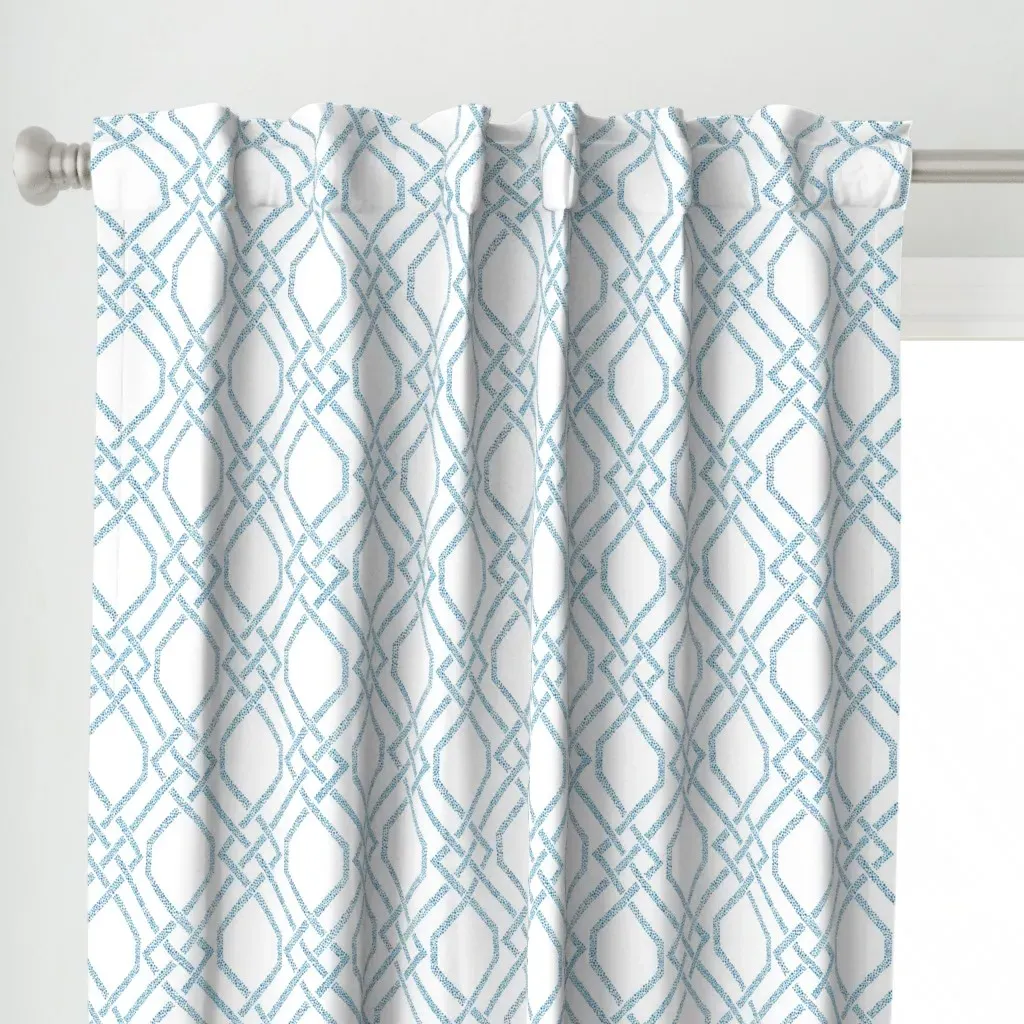 Kate Watercolor Trellis Curtain Panel - Indigo alternate view