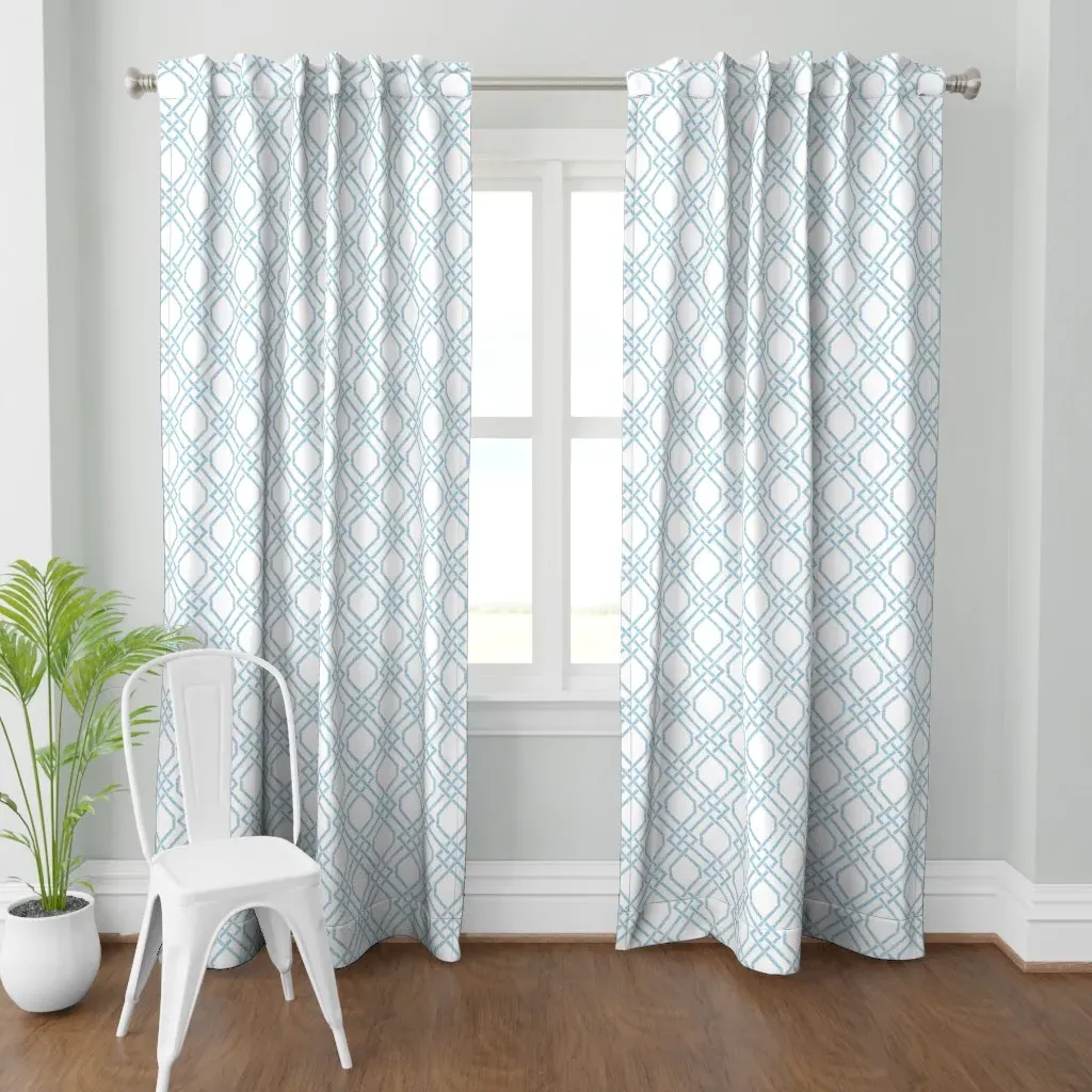 Kate Watercolor Trellis Curtain Panel - Indigo product