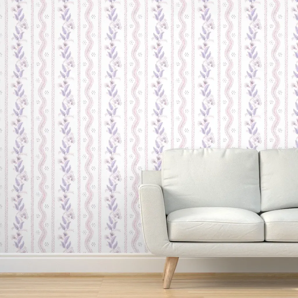 Katelaine Emma Stripe Peel and Stick Wallpaper - Lavender product