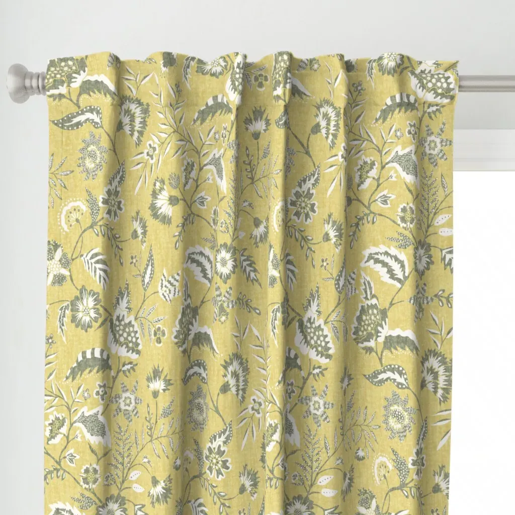 Kathy's Vine DDC871 Curtain Panel - Mustard Yellow alternate view