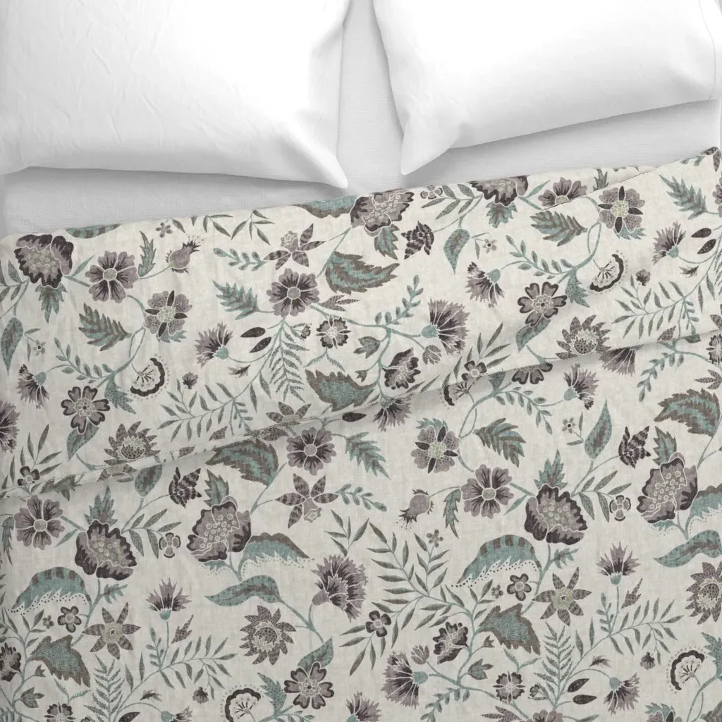 Kathy's Vine Wine and Sage Duvet Cover - Dusty Rose alternate view