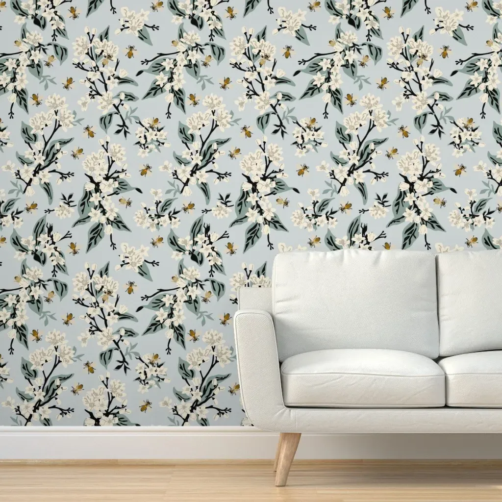 Kaw-Mistybkgd Jasper Leaves Peel and Stick Wallpaper - White product