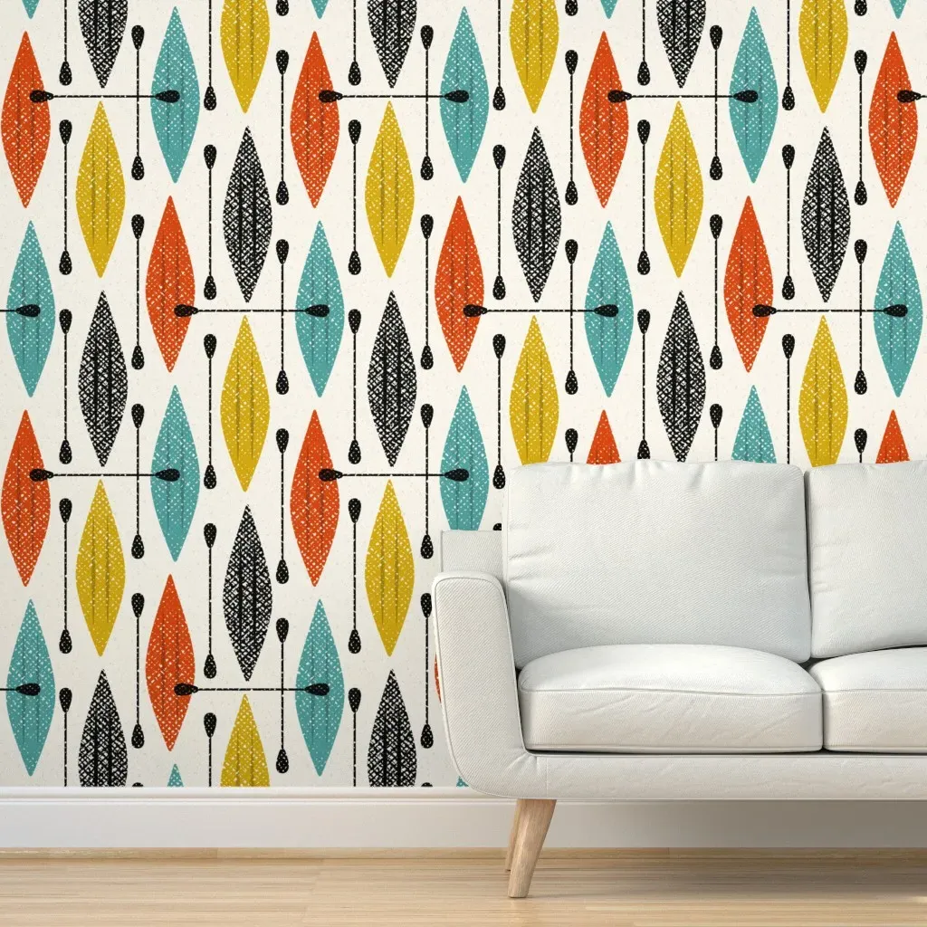 Kayaks And Paddles Peel and Stick Wallpaper - Orange product