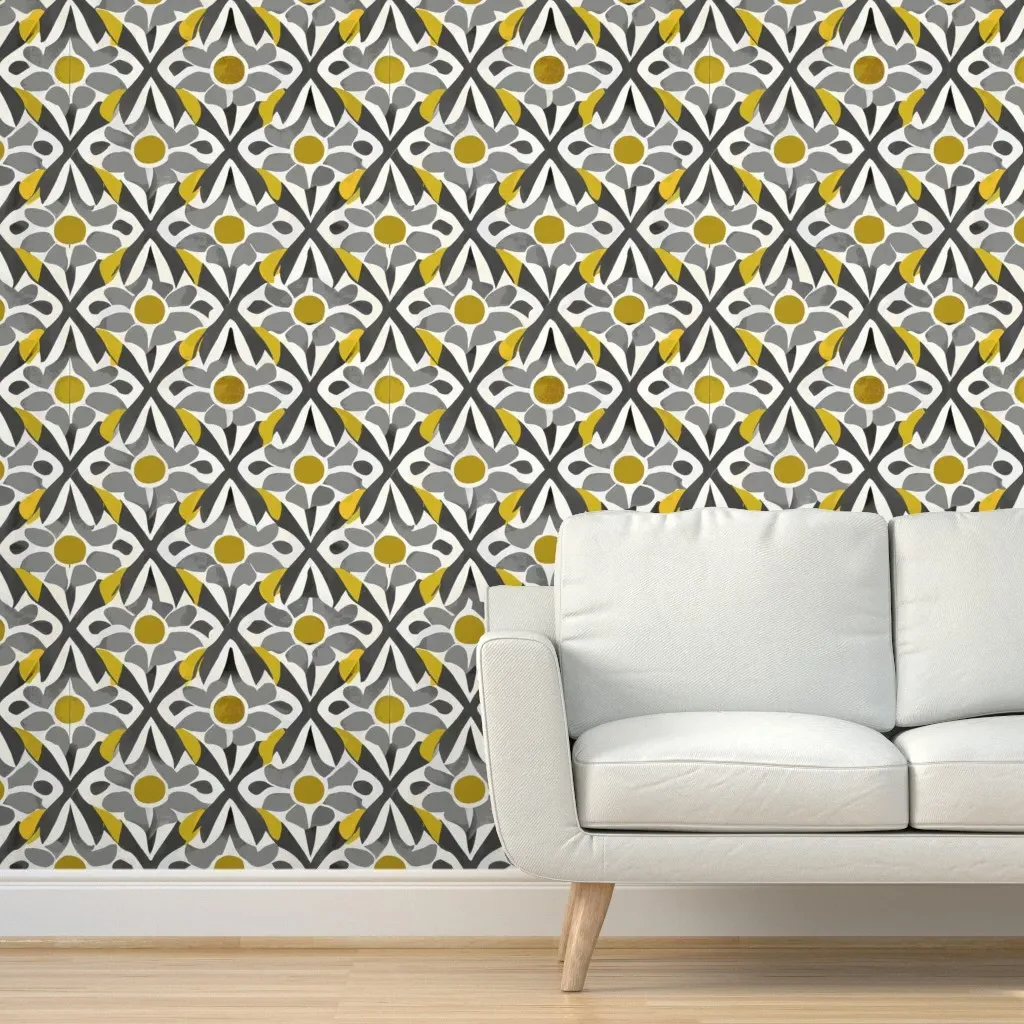 Kedoki Abstract Jacquard Peel and Stick Wallpaper - Mustard Yellow product