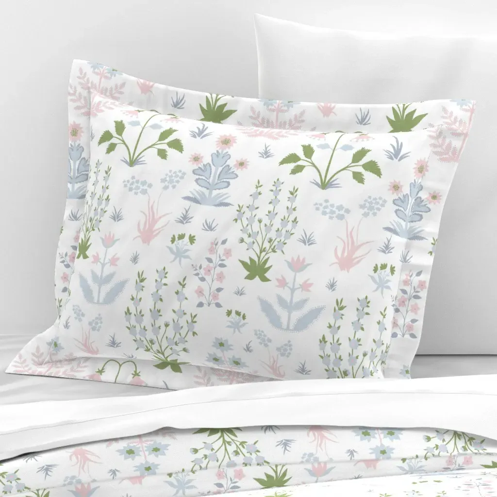 Kelli Mughal Field Standard Flanged Cushion Cover - Light Blue, Cotton Sateen product