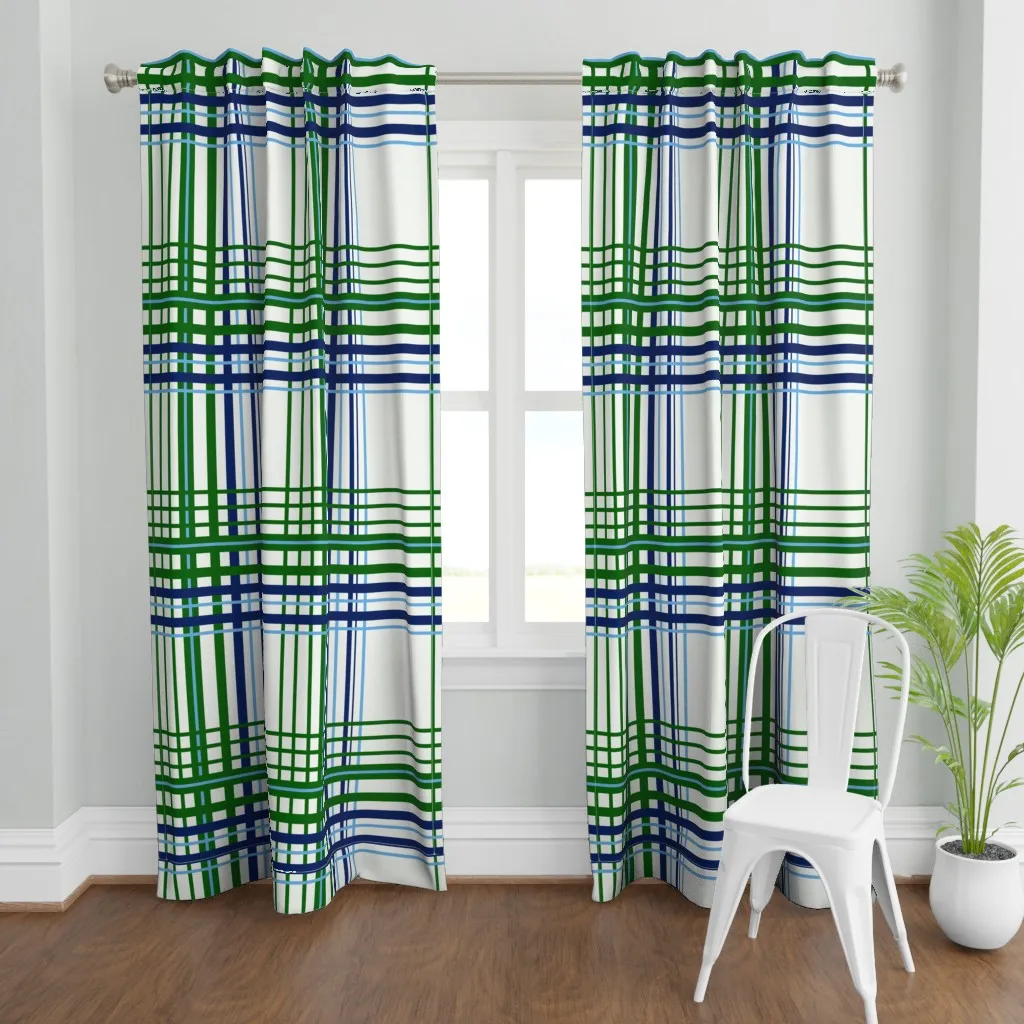 Kelly Green And Blue Curtain Panel - Dark Blue product