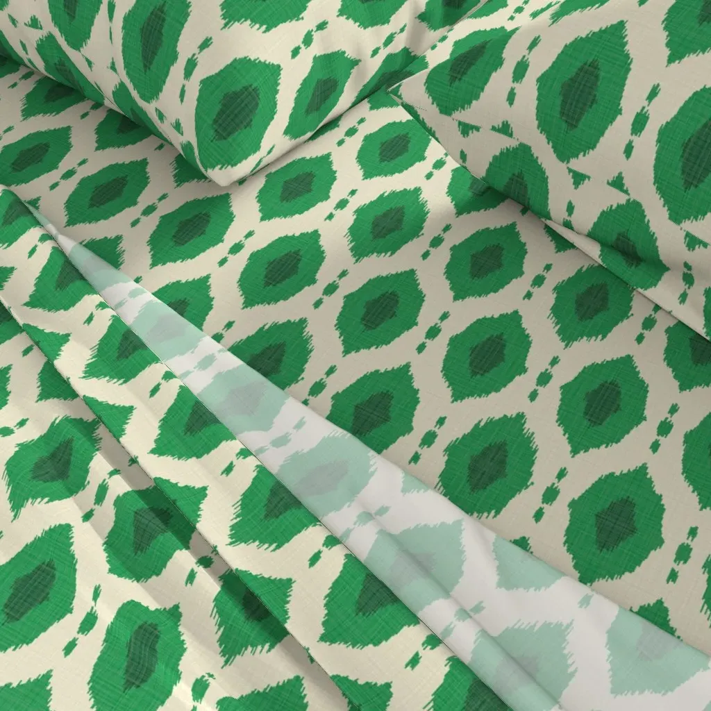 Kelly Green Ikat Queen Sheet Set - Green alternate view
