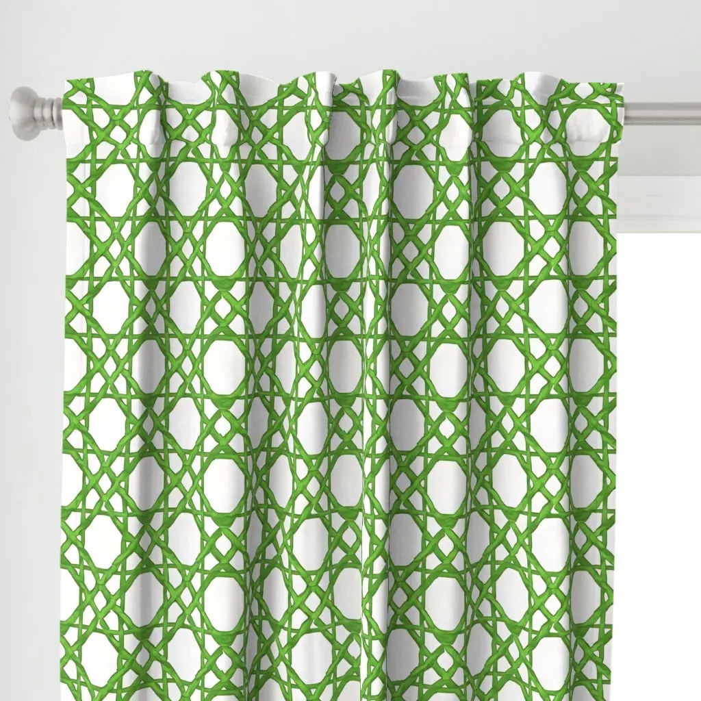 Kelly Green Lattice Curtain Panel - Green alternate view