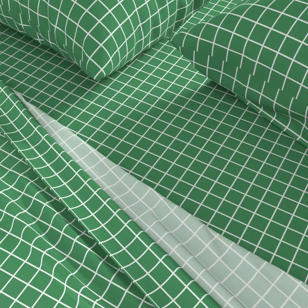 Kelly Green Windowpane Grid Twin XL Sheet Set - Emerald Green alternate view