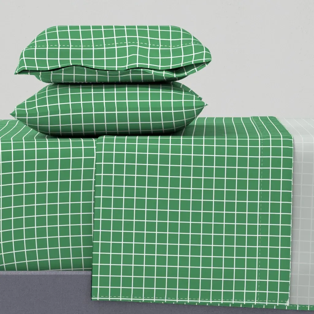 Kelly Green Windowpane Grid Twin XL Sheet Set - Emerald Green product