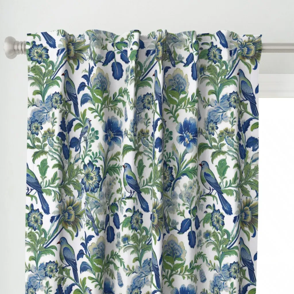 Kensington Jacobean Curtain Panel - Blue alternate view