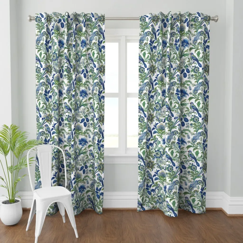 Kensington Jacobean Curtain Panel - Blue product