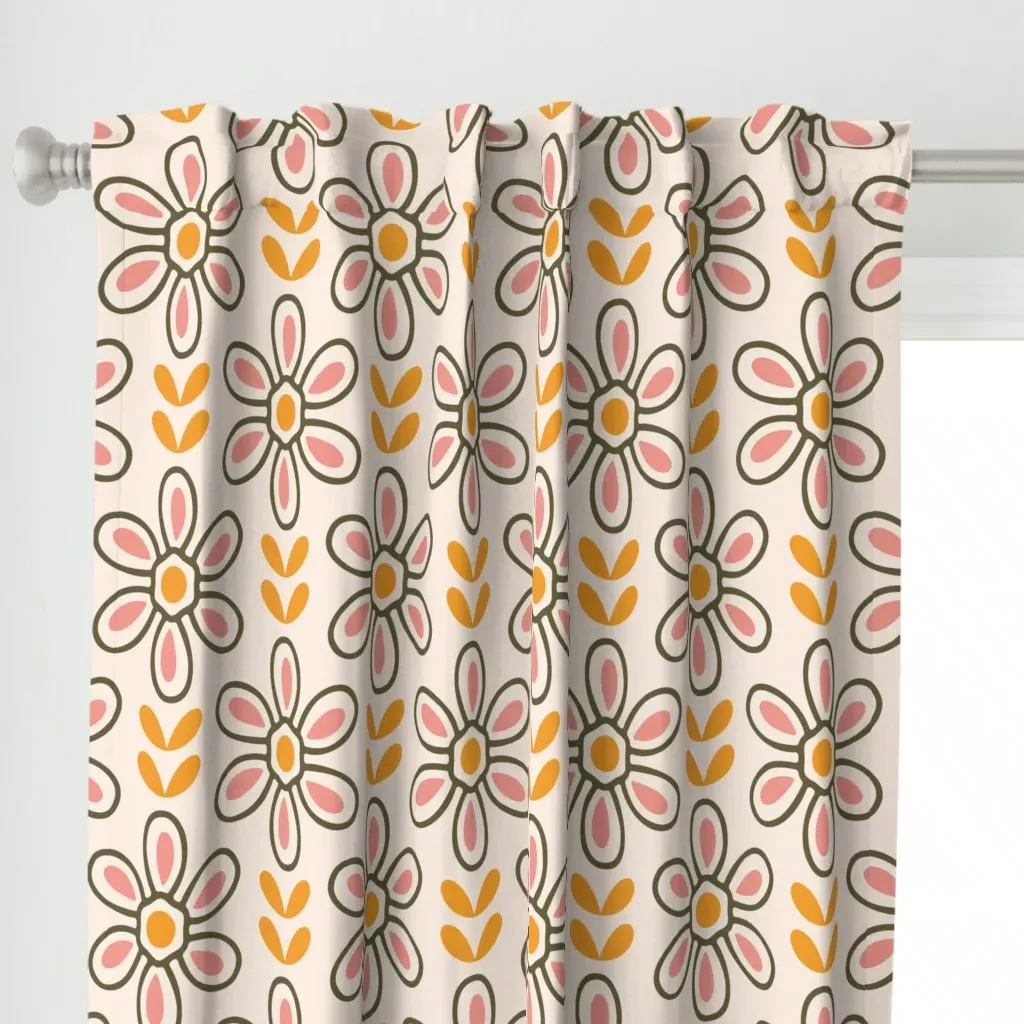 Kf 0121 A Large Vintage Curtain Panel - Pink alternate view