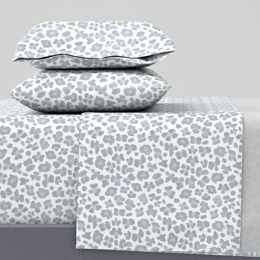 Khb Soft Blue Leopard Print Queen Sheet Set - Light Gray product