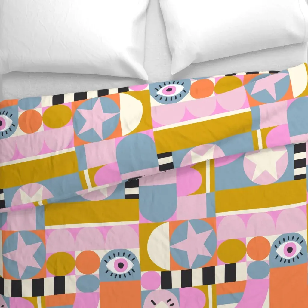 Kidult Mod Art Collage Duvet Cover - Pink alternate view