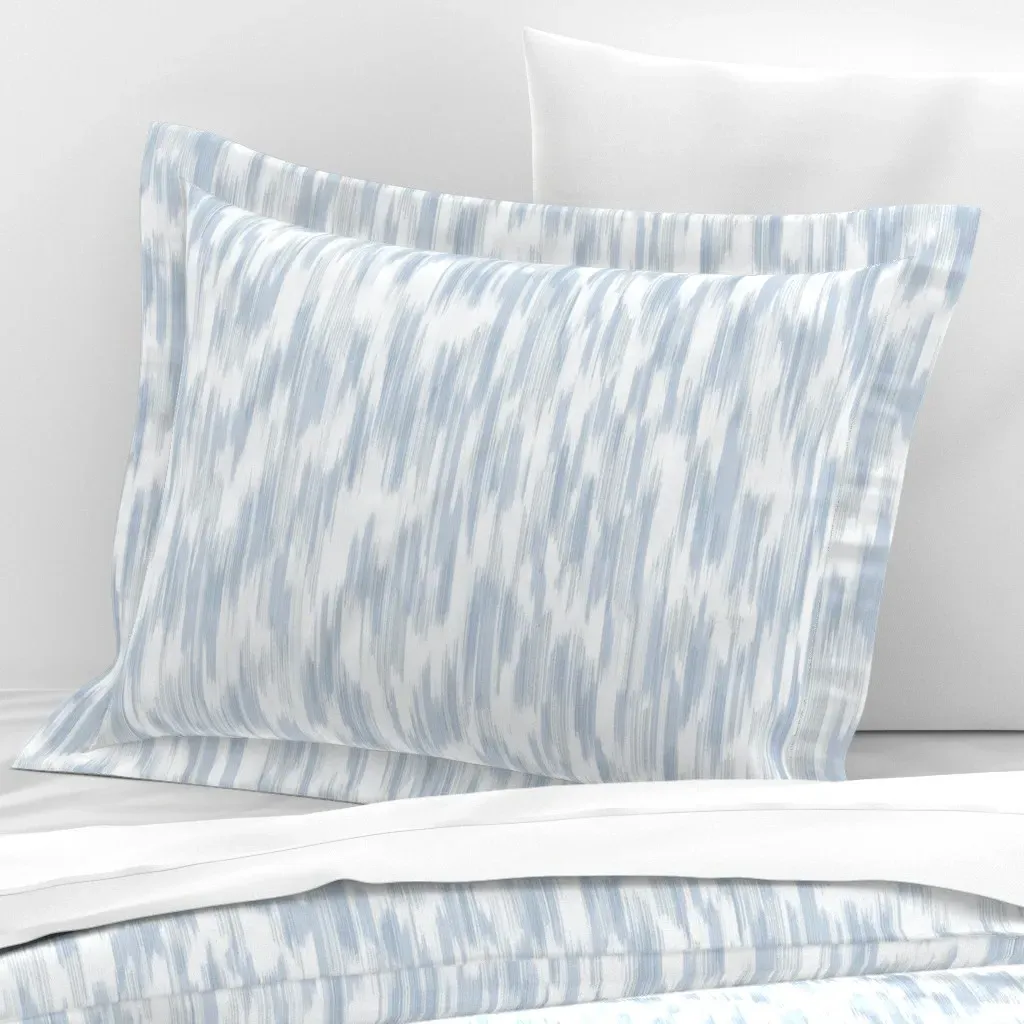 Kiersten Ikat Standard Flanged Cushion Cover - Light Blue, Cotton product