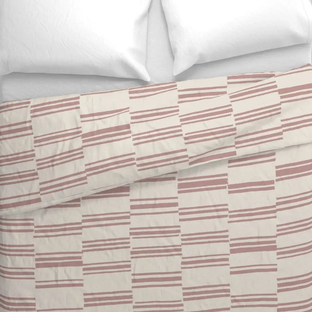 Kilim Fabric Deep Clay Duvet Cover - Dusty Rose alternate view