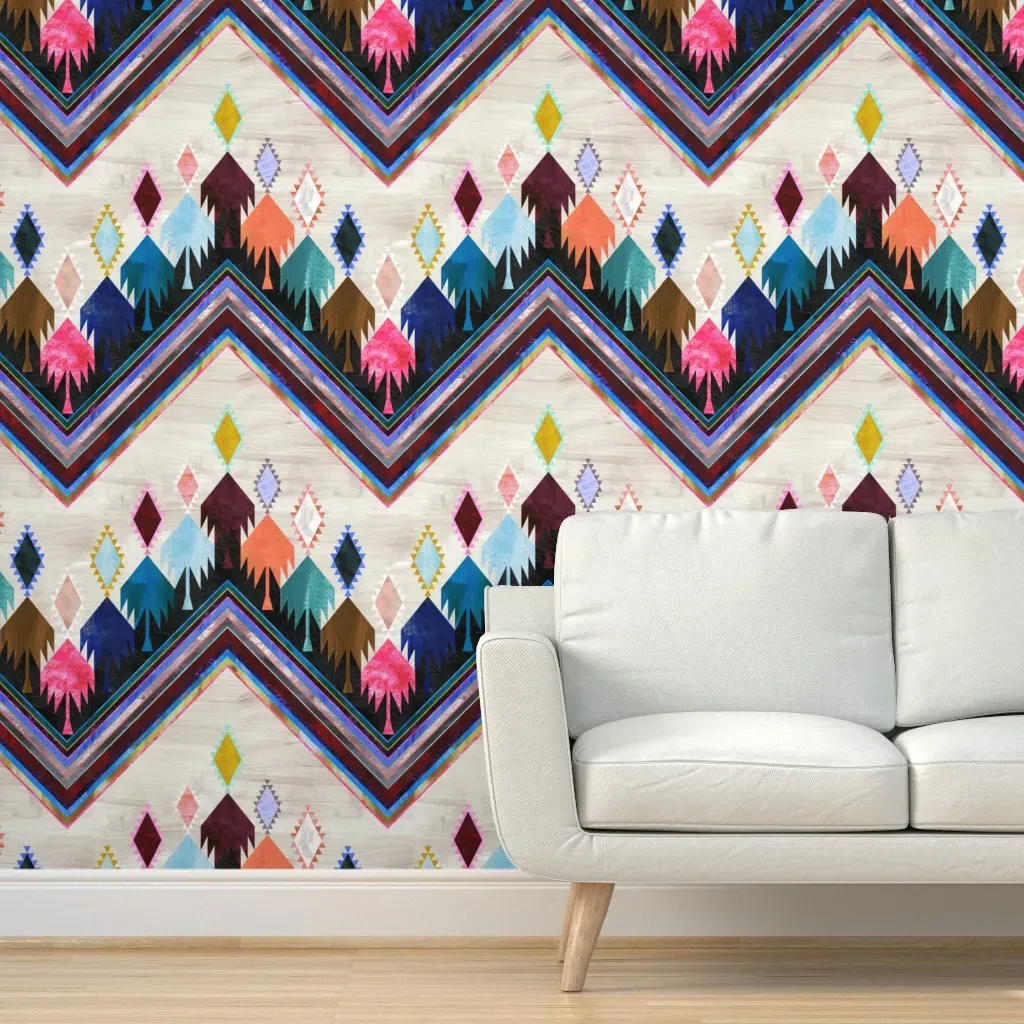 Kilim Kind Chevron 02A Peel and Stick Wallpaper - Teal product