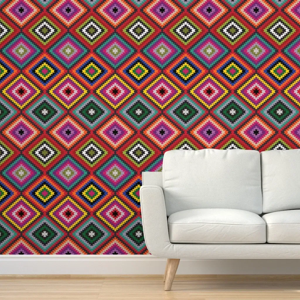 Kilim Peel and Stick Wallpaper Medium Scale - Red product