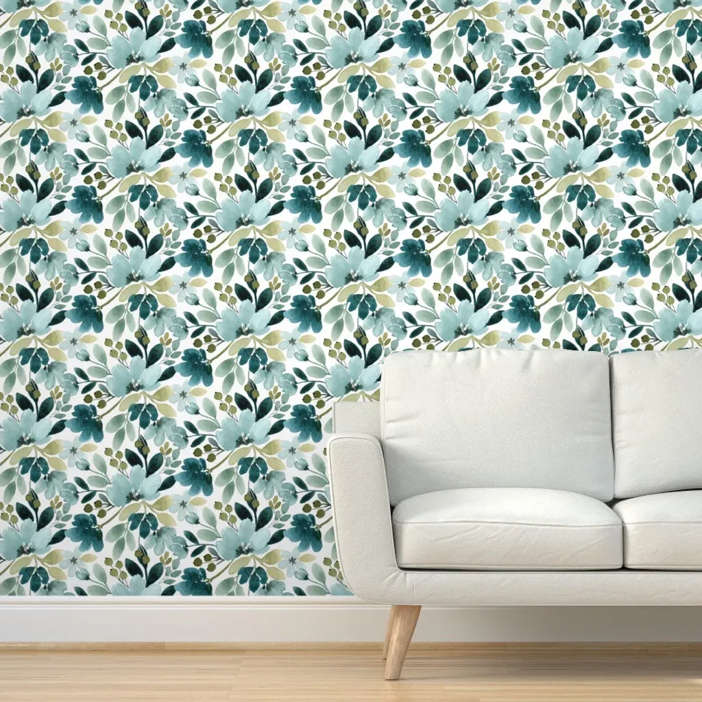 Kimber Floral Peel and Stick Wallpaper - Teal product