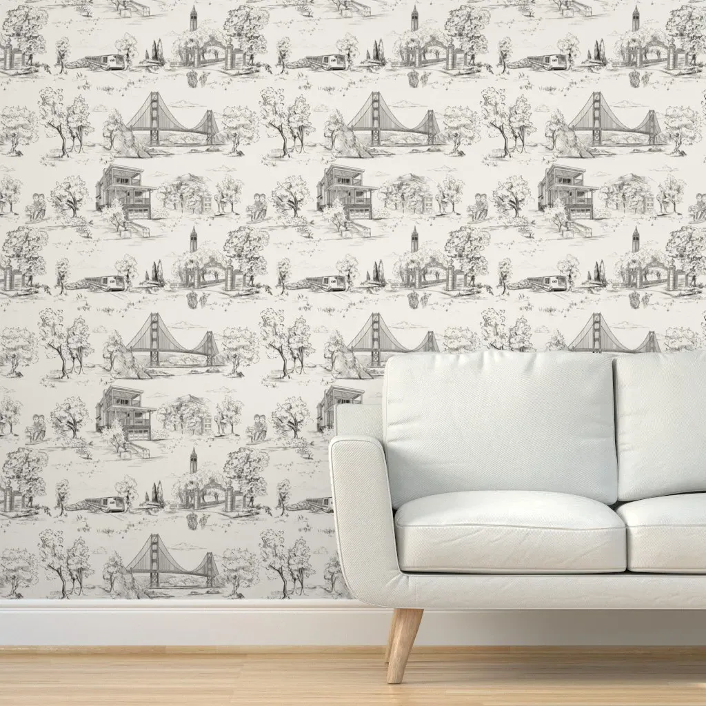 Kim's Custom Toile Peel and Stick Wallpaper - Gray product