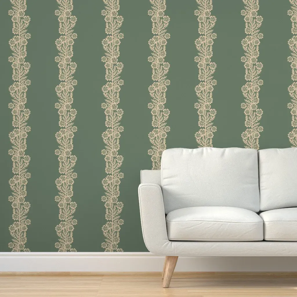 Kin Stripe Peel and Stick Wallpaper Removable - Dark Sage product