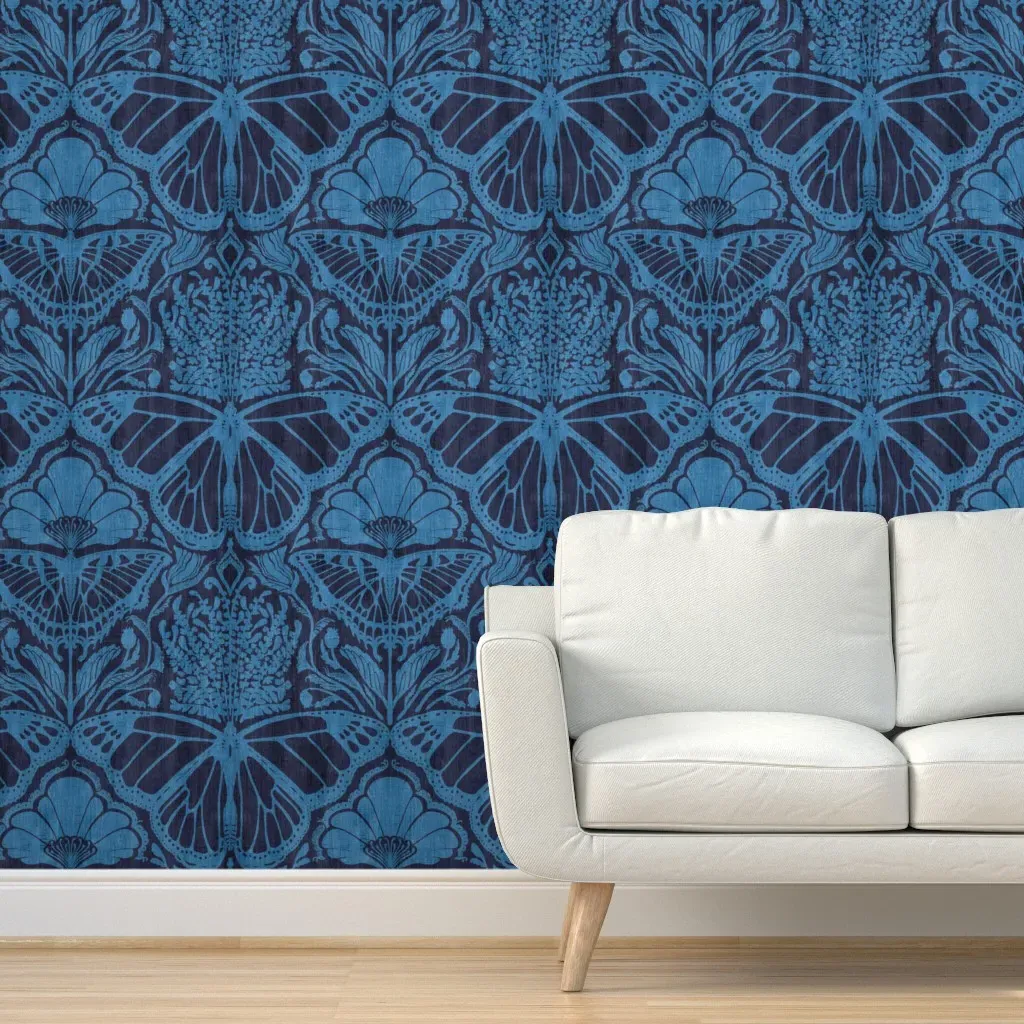 King Of The Butterflies Peel and Stick Wallpaper - Indigo Blue product