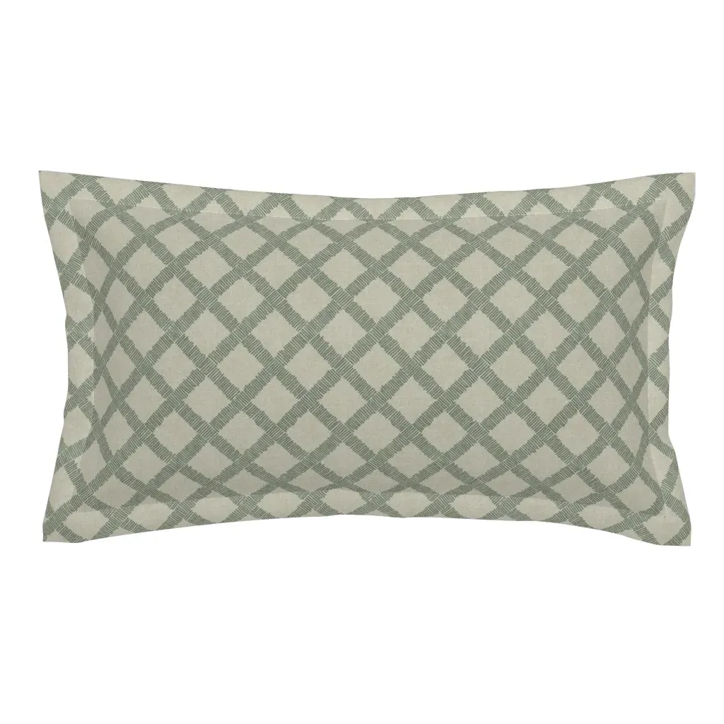 King Pillow Sham Hatched Lattice Geometric - Sage Green product