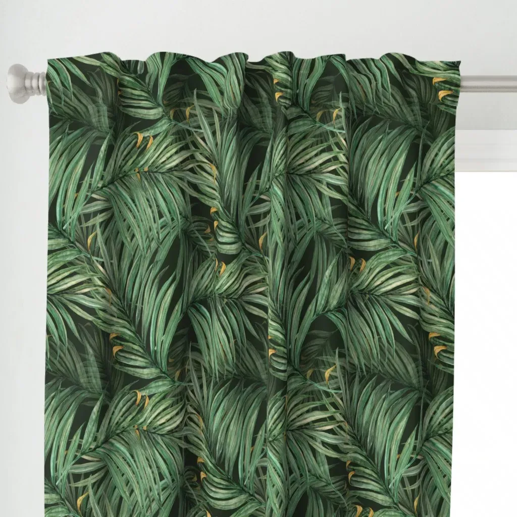 King Pineapple Leaves Curtain Panel - Green alternate view