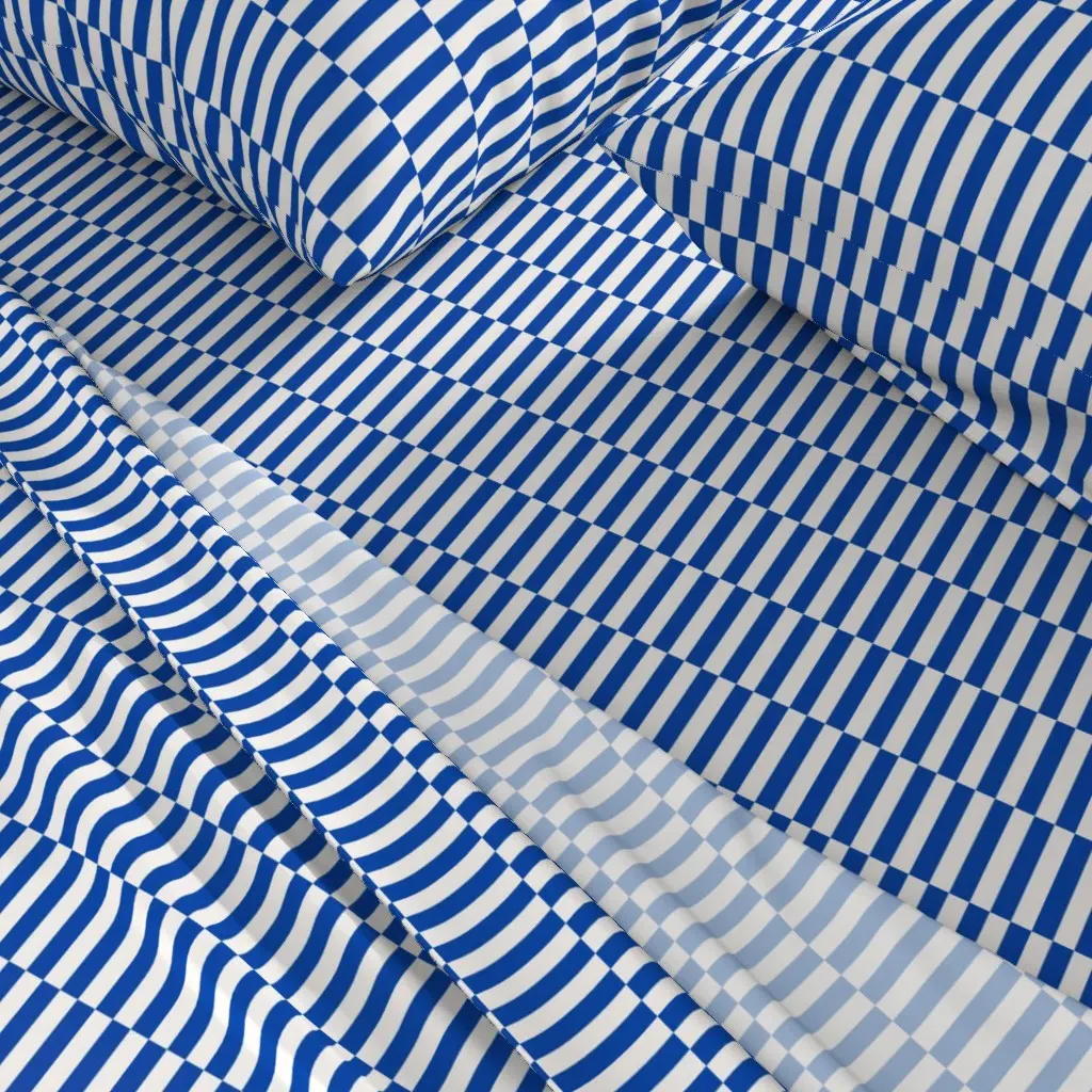 King Size Checker Board Sheet Set - Royal Blue alternate view