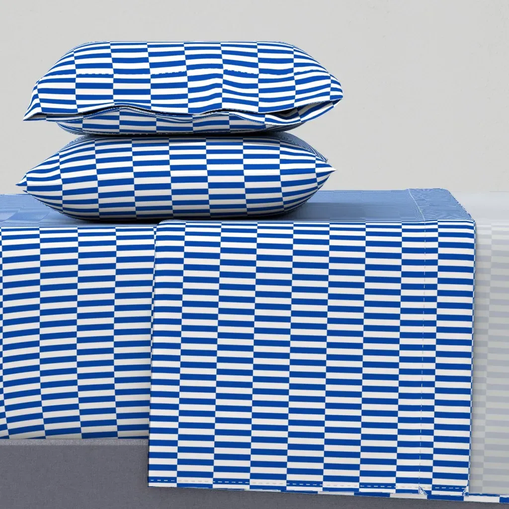 King Size Checker Board Sheet Set - Royal Blue product
