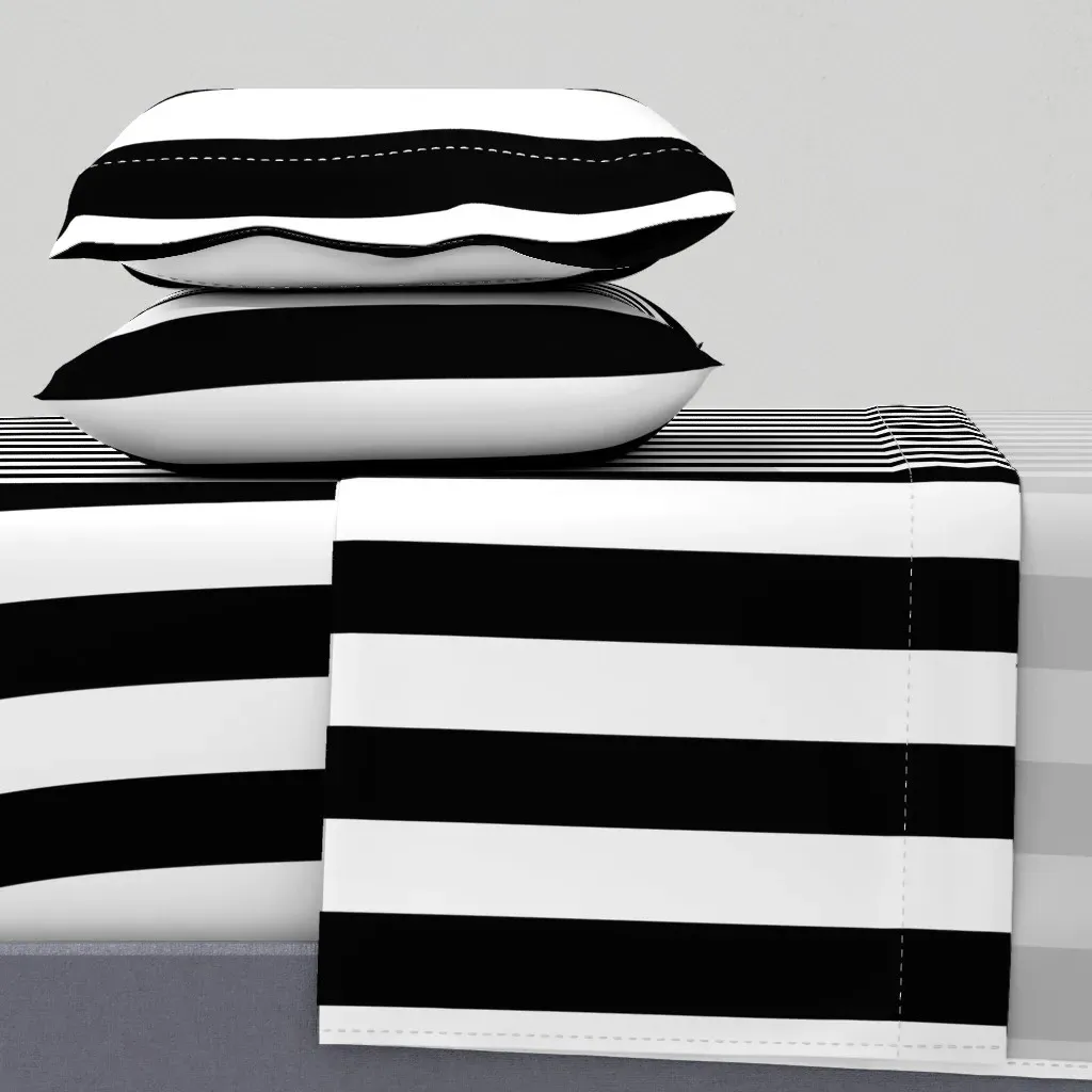 King Size Sheet Set - Black & White Stripe product