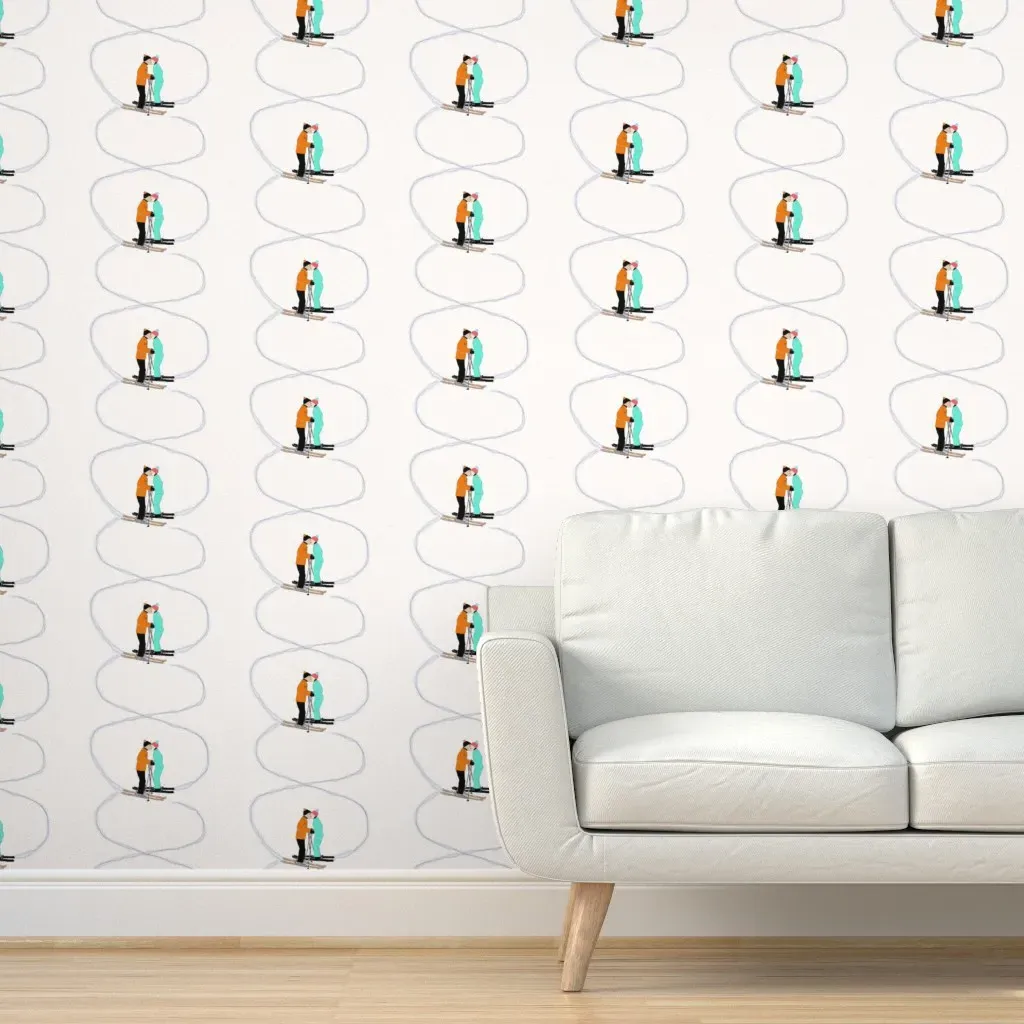 Kisses In The Snow Peel and Stick Wallpaper - Orange product