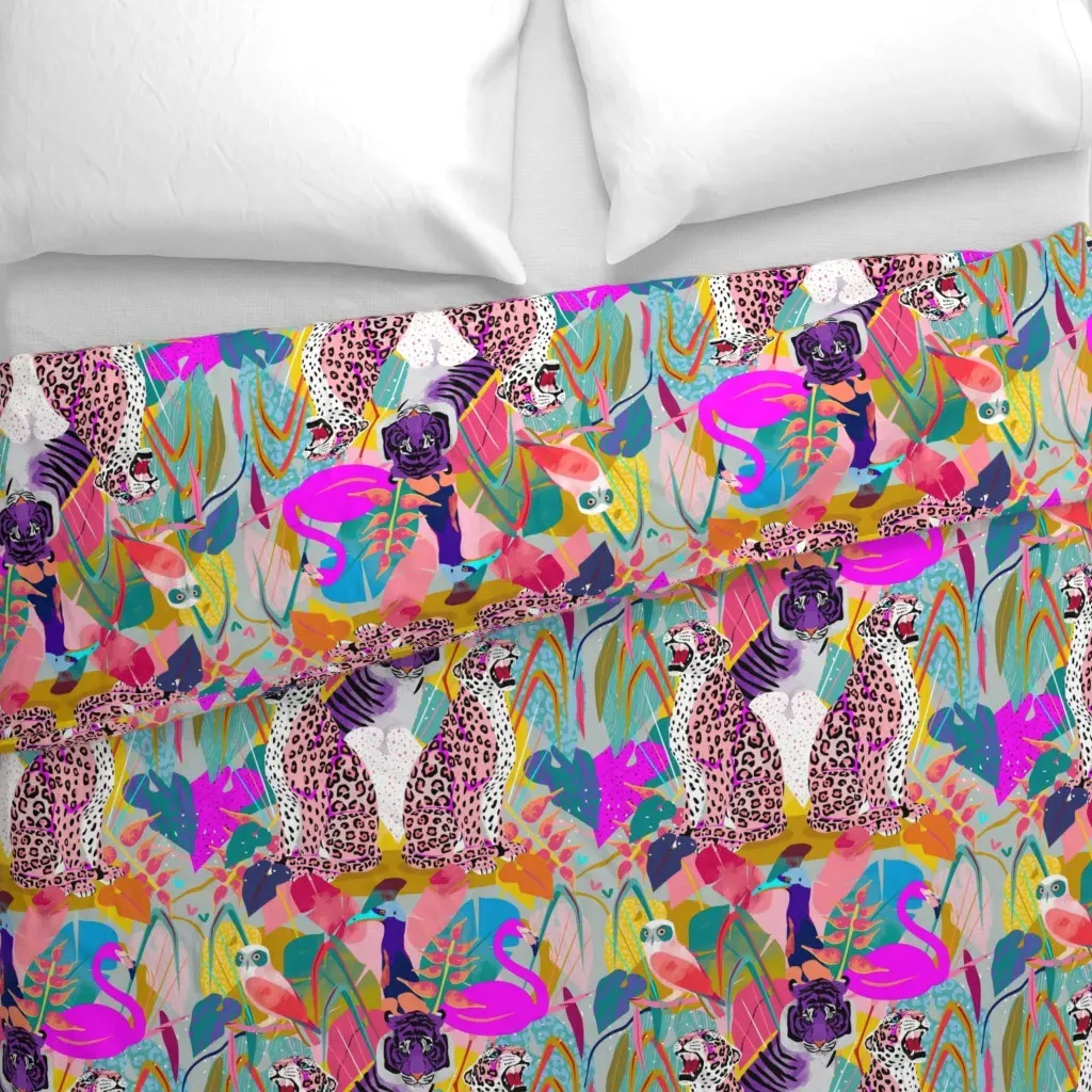 Kitsch Pink Leopards Large Duvet Cover - Pink alternate view