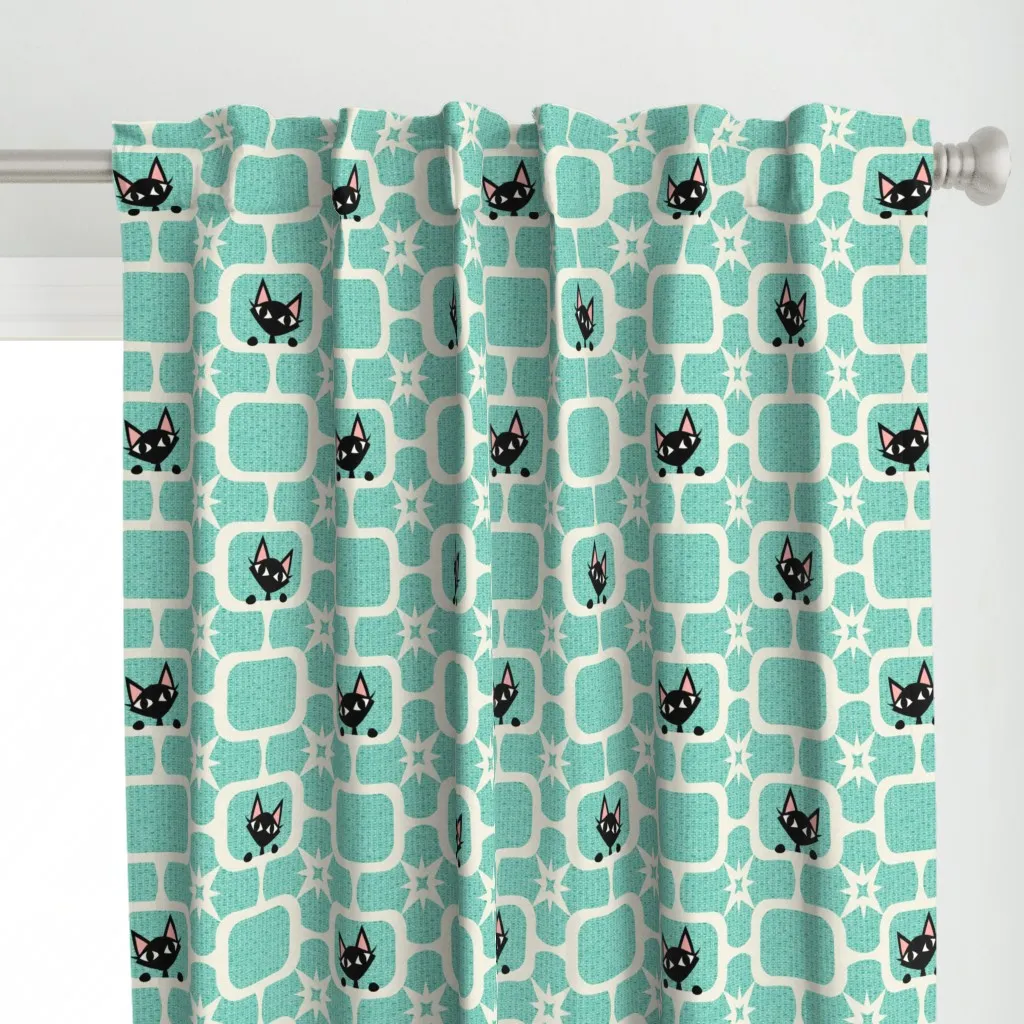 Kitty Breeze Block Hide Curtain Panel - Teal alternate view