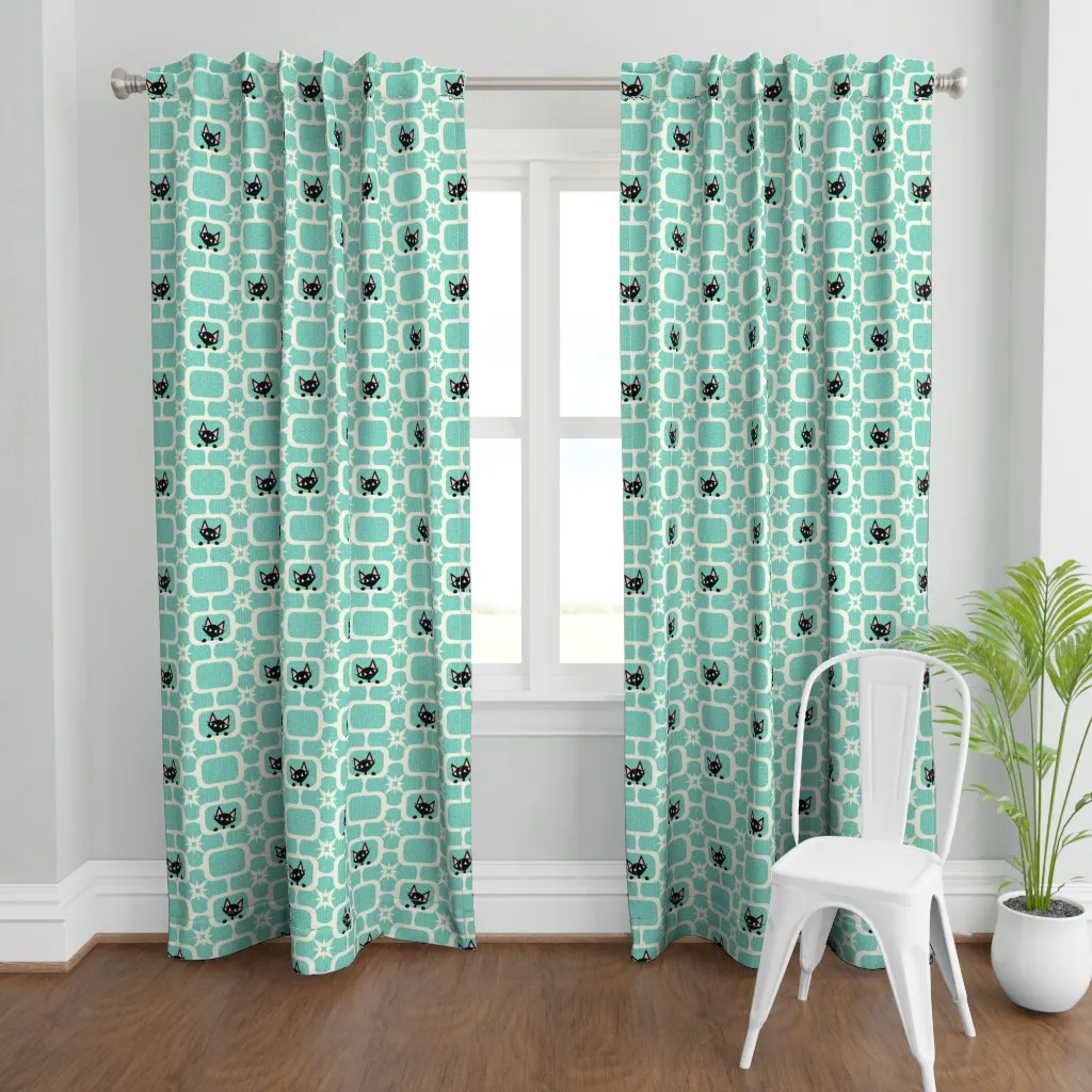 Kitty Breeze Block Hide Curtain Panel - Teal product