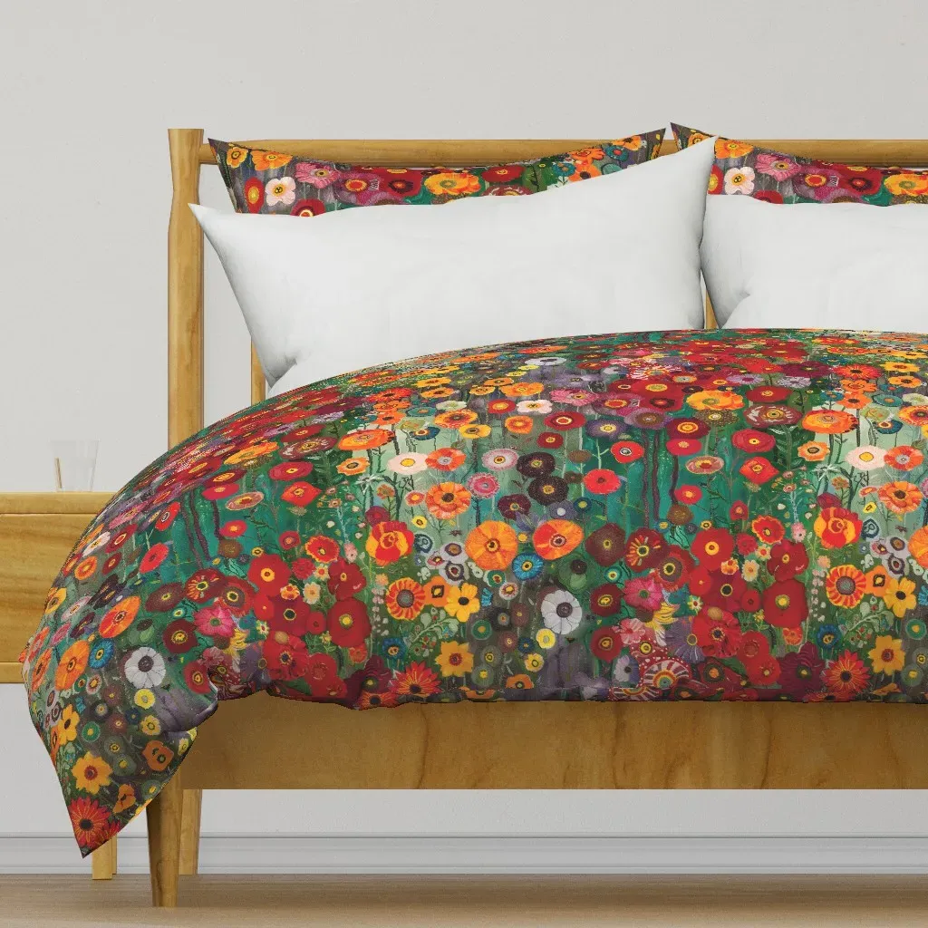 Klimt Color Garden Meadow-40 Duvet Cover - Red product