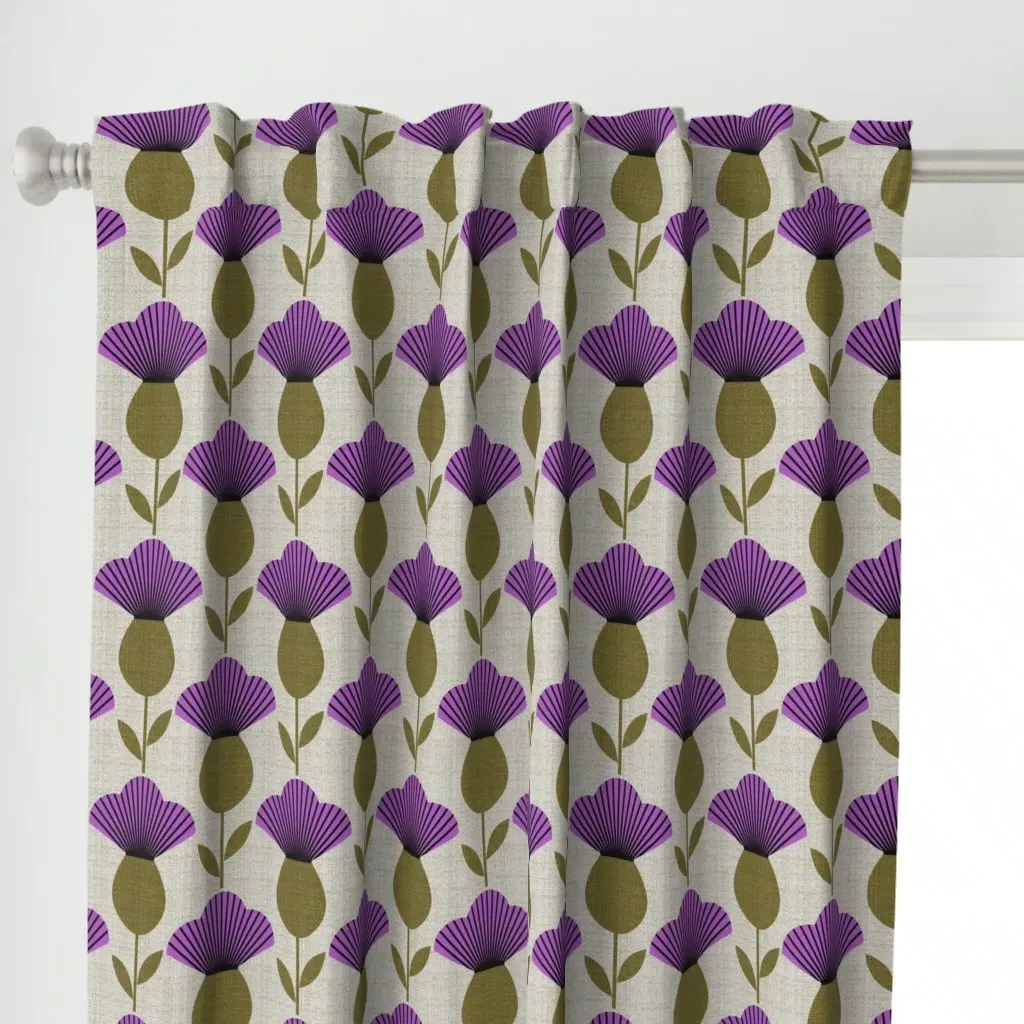 Knapweed Mid Century Curtain Panel - Purple alternate view